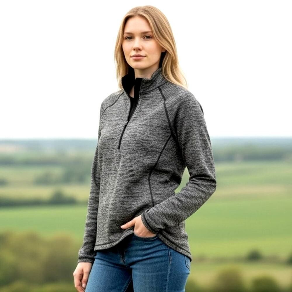 Stylish Champion Women's 1/4 Zip Pullover  Black & Gray Jogging Top - Size: XS